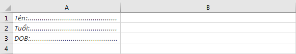 Cách Tô Màu Ô Không Khóa Trong Excel Bằng Conditional Formatting Mô tả bảng Excel với ô B1 được tô màu