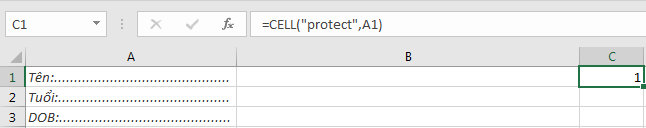 Cách Tô Màu Ô Không Khóa Trong Excel Bằng Conditional Formatting Minh họa hàm CELL kiểm tra ô A1
