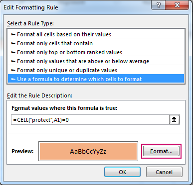 Cách Tô Màu Ô Không Khóa Trong Excel Bằng Conditional Formatting Minh họa thiết lập công thức và chọn màu nền