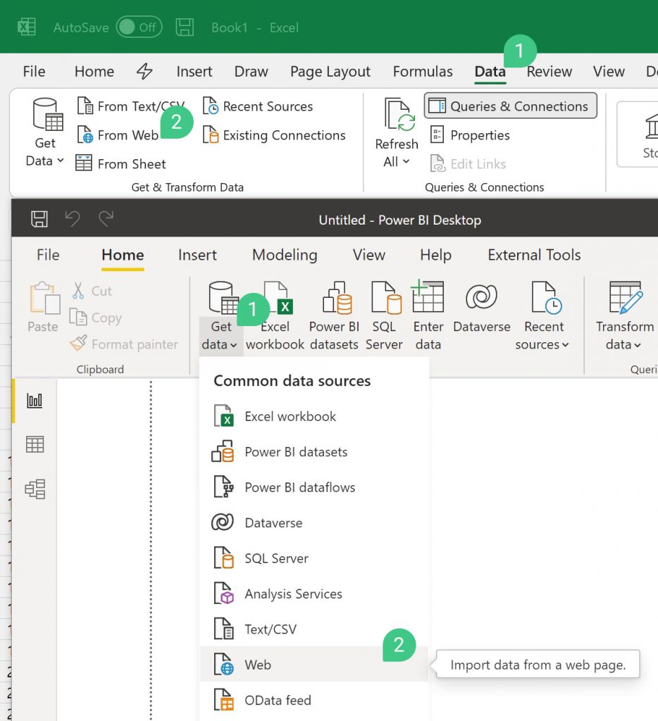 Lựa chọn From Web trong Power Query