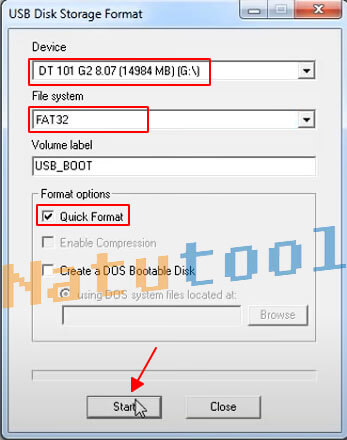 Chọn định dạng FAT32