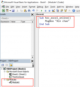 Pasting VBA code into the newly created module window