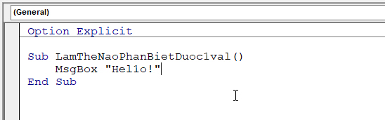 Phân biệt số 1 và chữ l trong VBA