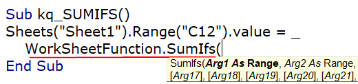Hàm SUMIFS trong VBA Excel: Hướng Dẫn Chi Tiết Viết hàm trong WorksheetFunction