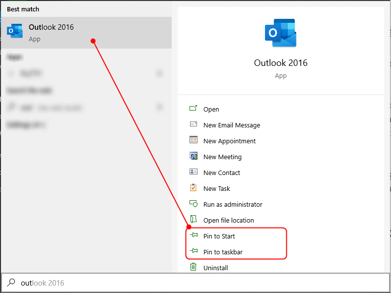 Mô tả tìm kiếm Outlook trên Windows