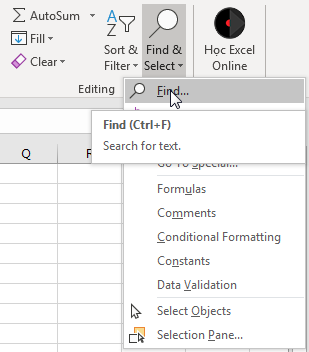 Hộp thoại Find and Replace