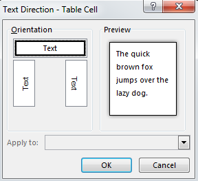 Thay đổi hướng chữ trong bảng