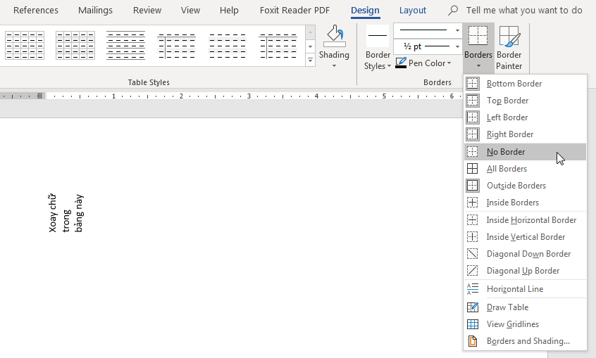 Ẩn đường viền bảng