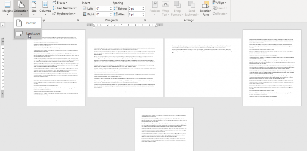 Xoay trang trong Word