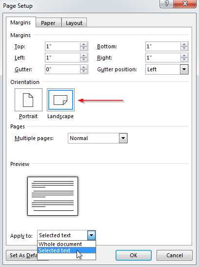 Thiết lập xoay trang trong Custom Margins