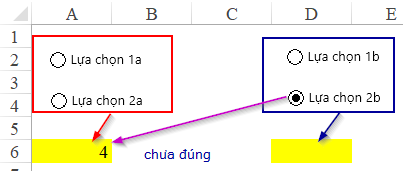 Minh họa yêu cầu chia nhóm Option Button
