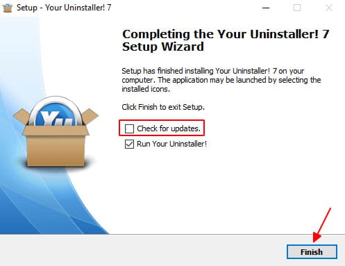 Cửa sổ hoàn tất cài đặt Your Uninstaller