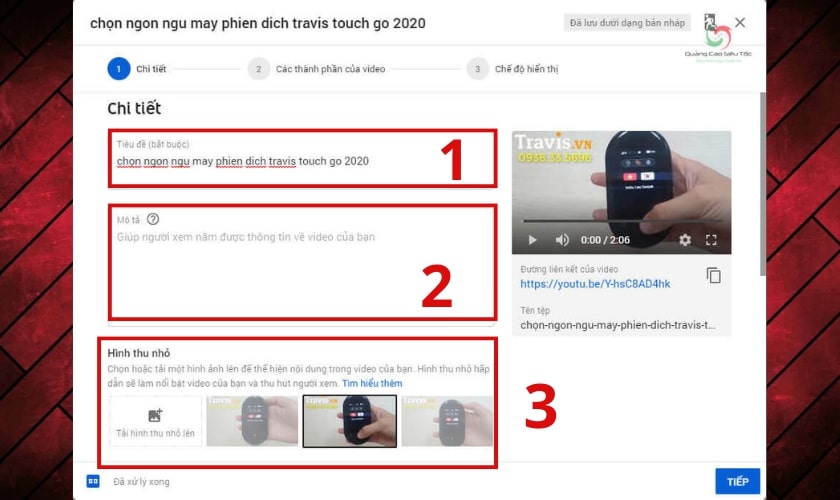 Điền thông tin video