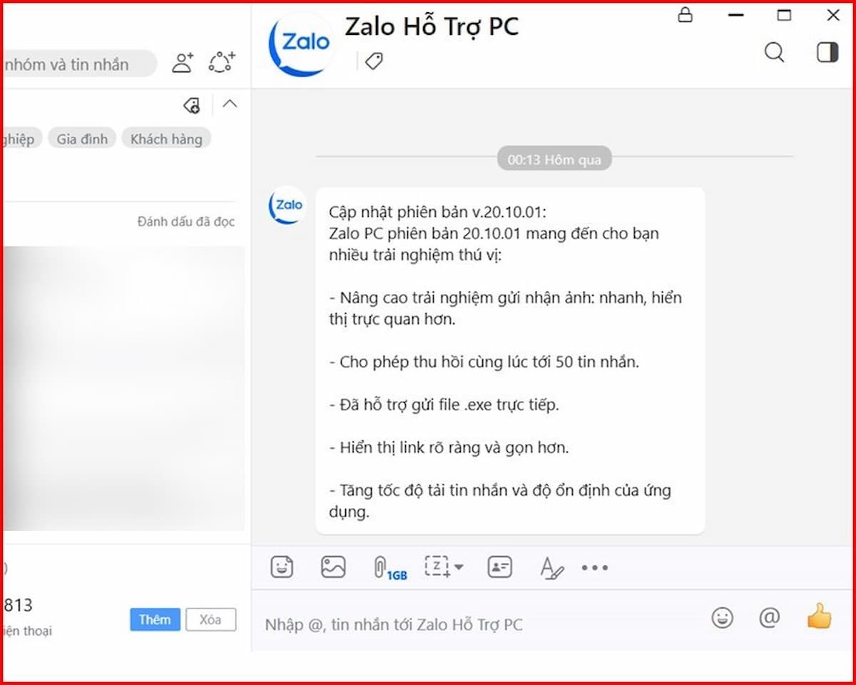 Cập nhật Zalo PC