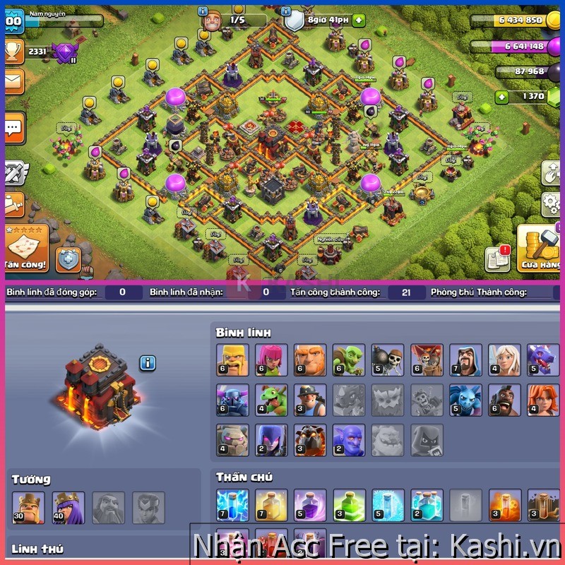 Acc Clash of Clan Hall 10 miễn phí