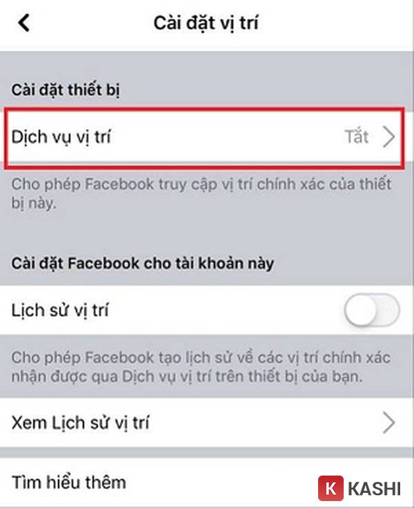 Nhấn vào mục Dịch vụ vị trí