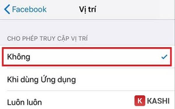 Để tắt vị trí bạn nhấn vào mục không