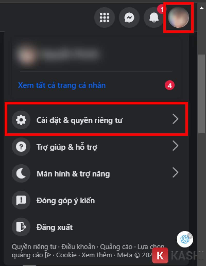 Chọn cài đặt và quyền riêng tư