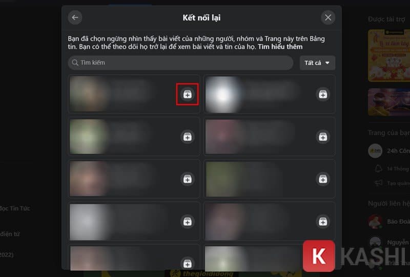 Danh sách của những người bạn đã bỏ theo dõi