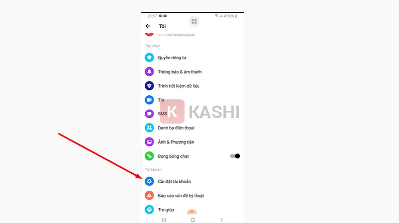 Chọn Cài đặt tài khoản