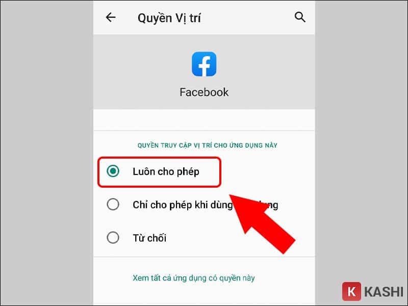 Cấp quyền vị trí cho Facebook trên Android
