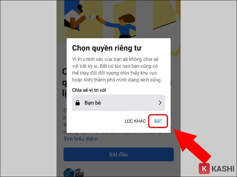 Bật tính năng Bạn bè quanh đây