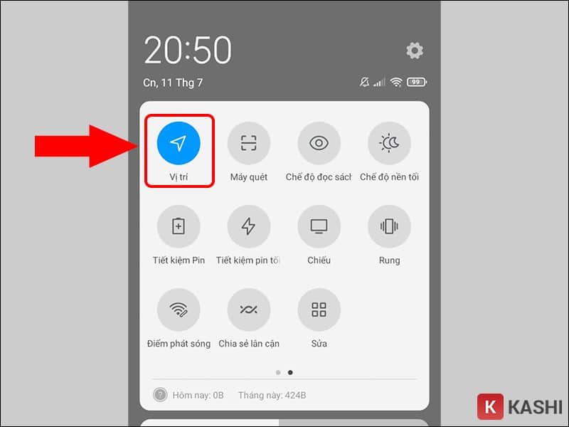Bật vị trí trên thiết bị Android