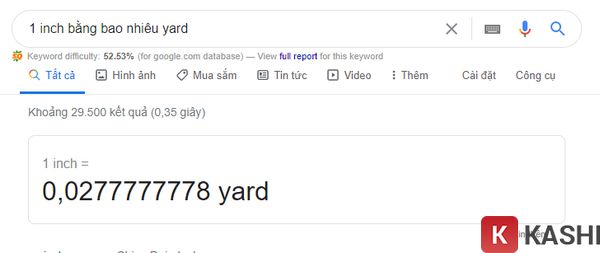 1 inch bằng bao nhiêu yard?