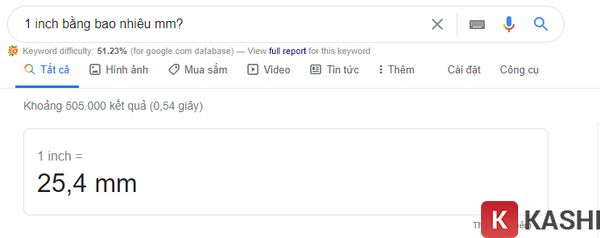 1 inch bằng bao nhiêu mm?