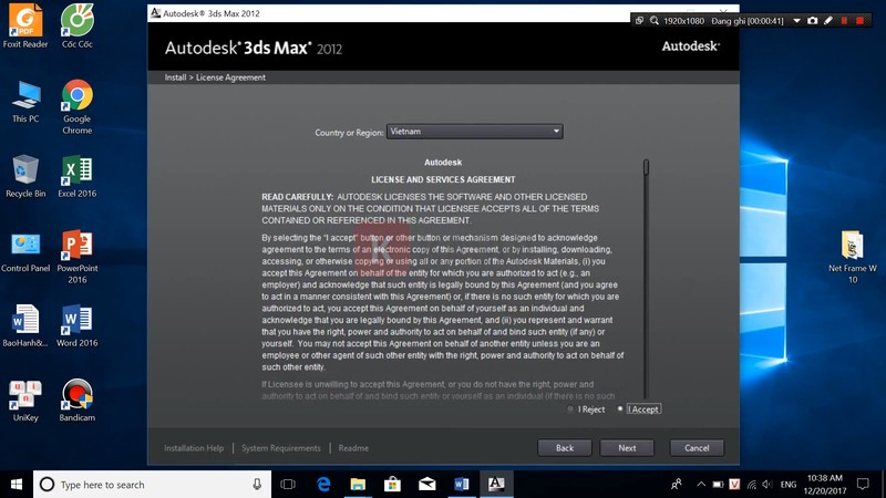 Chấp nhận điều khoản sử dụng của Autodesk