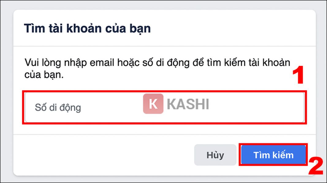 Nhập số điện thoại hoặc email để tìm kiếm tài khoản
