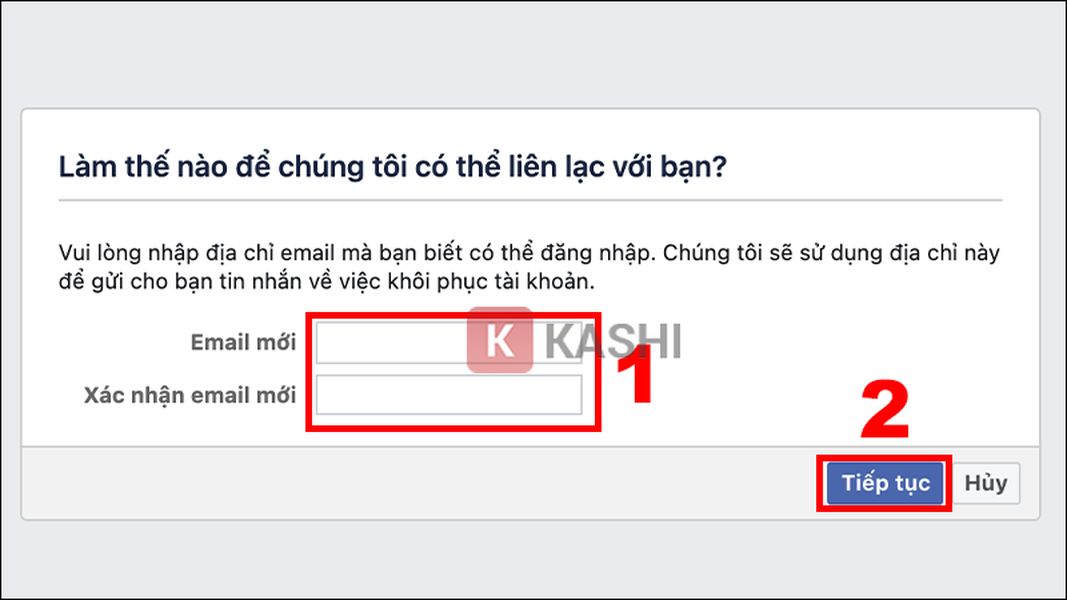 Nhập email mới để nhận thông tin khôi phục