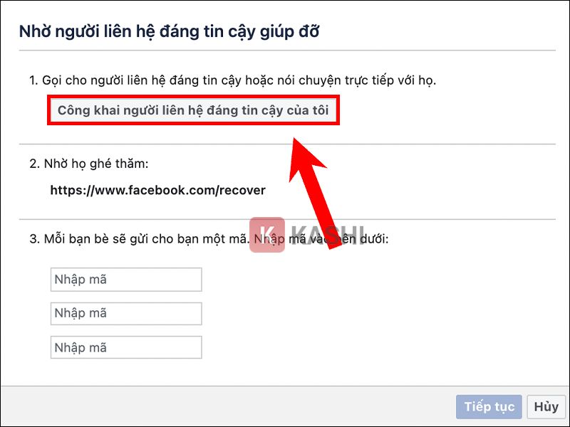 Chọn công khai liên hệ đáng tin cậy