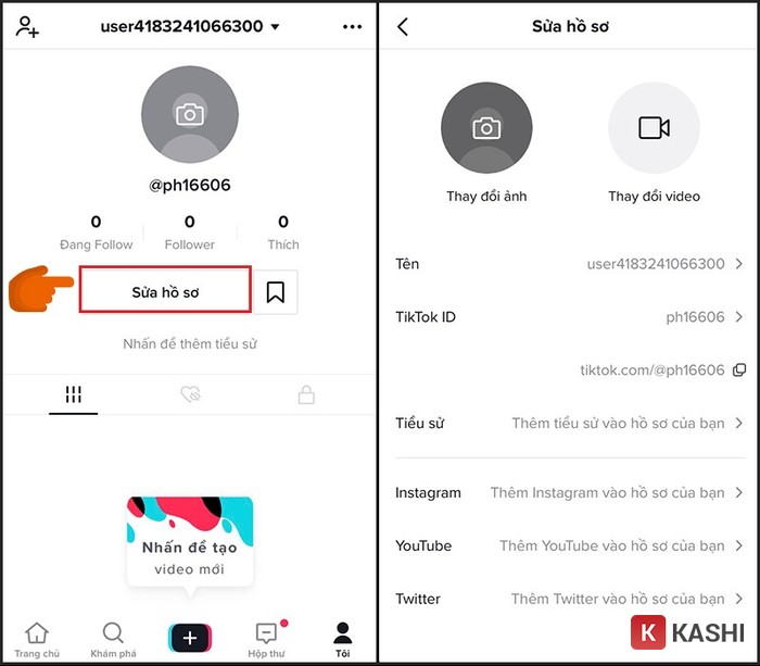 Điền thông tin hồ sơ TikTok
