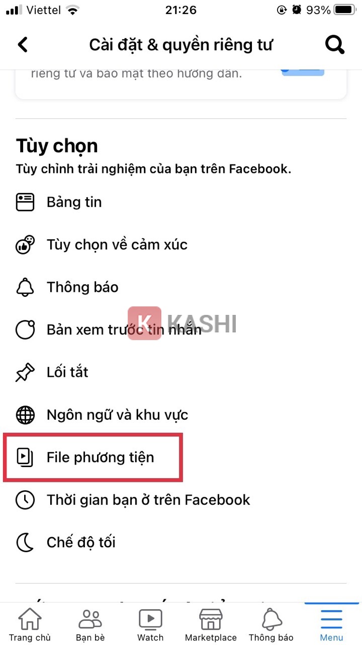 Nhấn mục "Phương tiện".