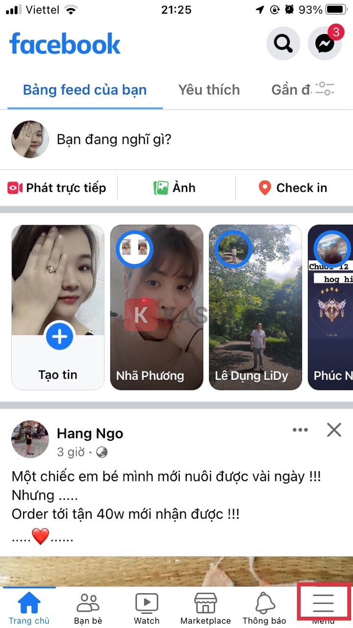 Truy cập vào menu