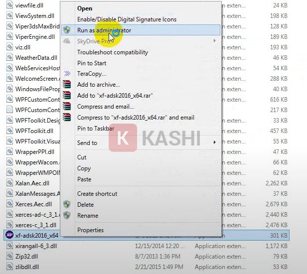 Chạy file "xf-adsk2016_x64" với quyền admin