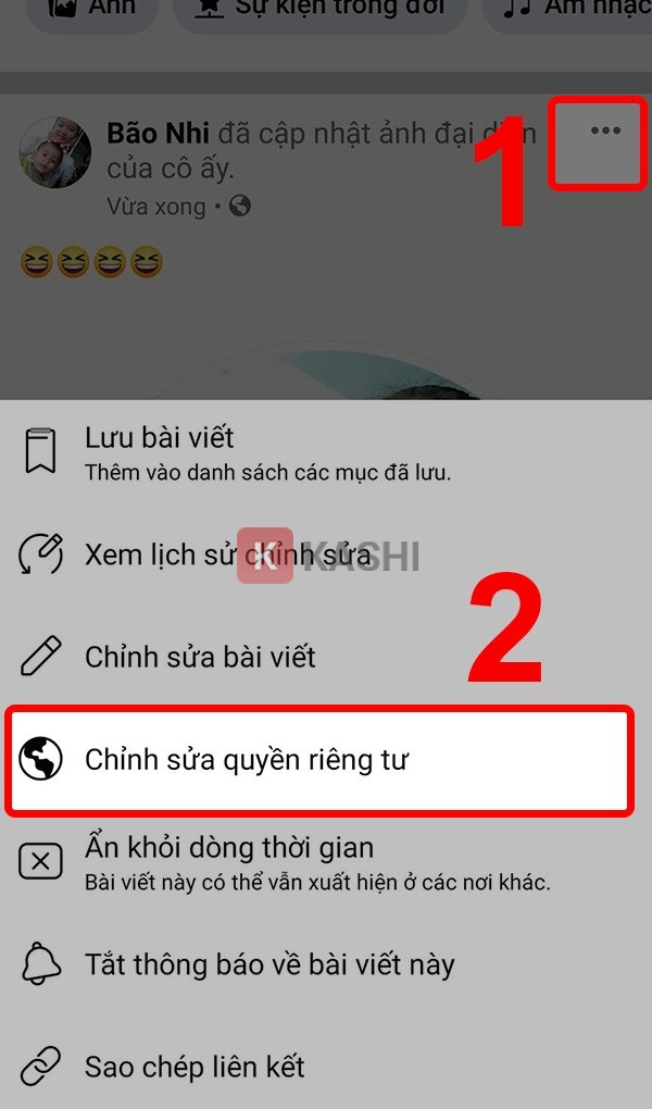 Chọn "Chỉnh sửa quyền riêng tư"