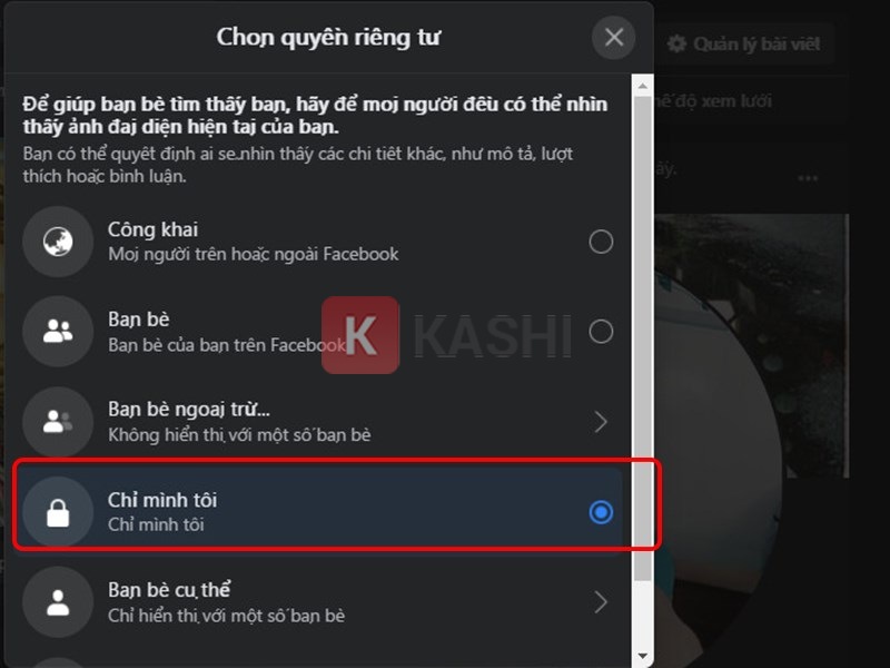 Nhấn vào "Chỉ mình tôi".