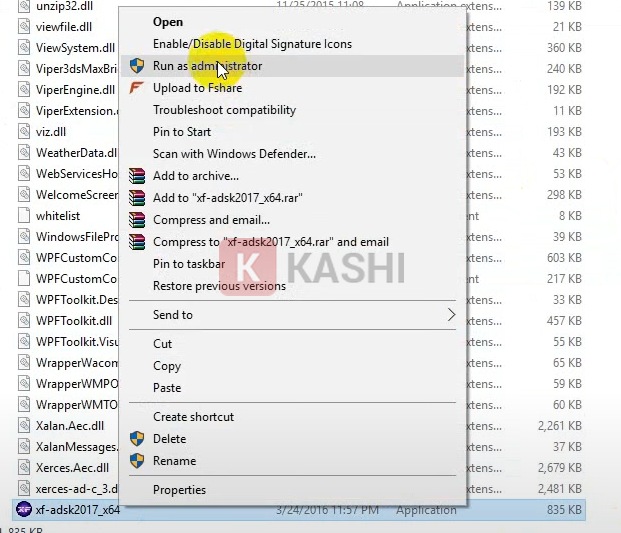 Chạy file "xf-adsk2017_x64" với quyền admin