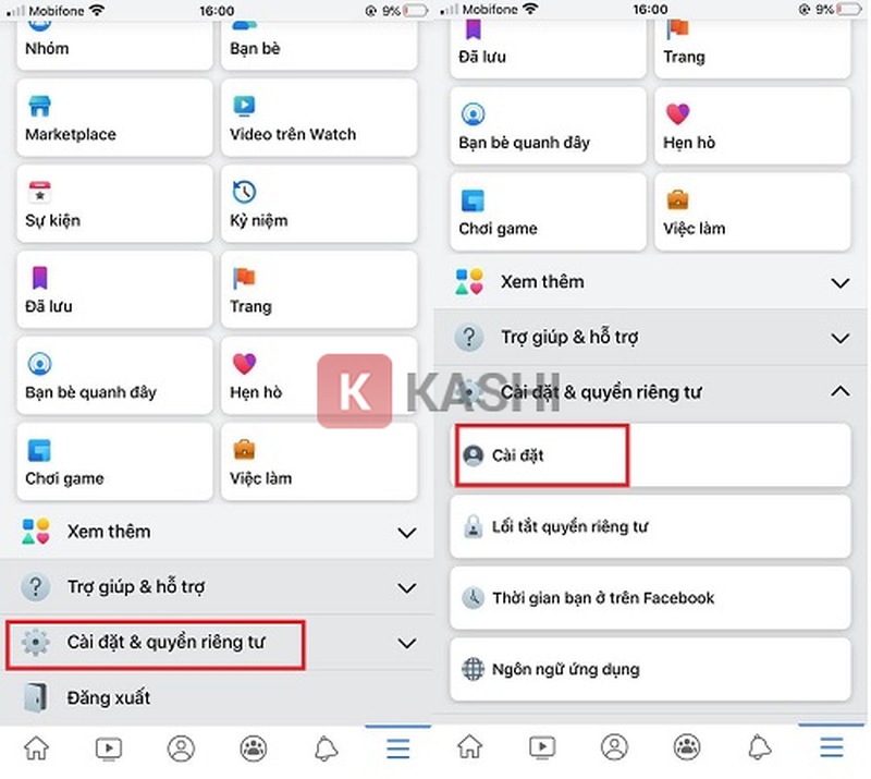 Truy cập vào Cài đặt