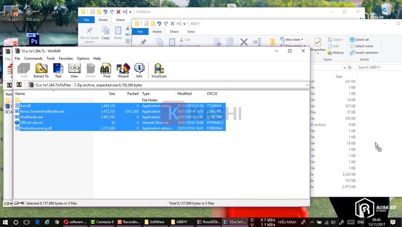 toàn bộ file nhỏ -> "Copy"