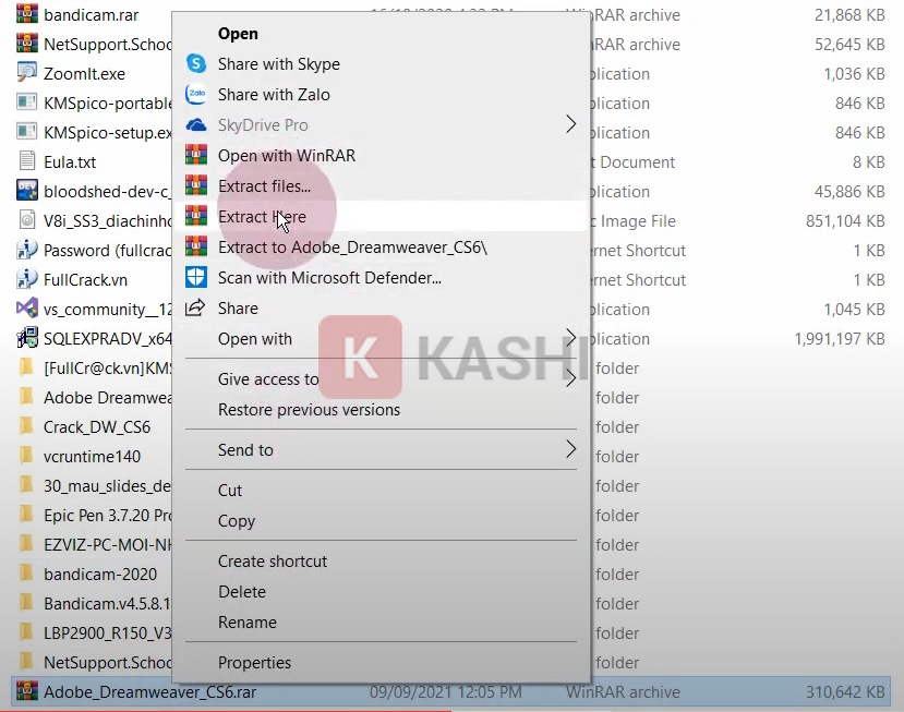 Thực hiện giải nén