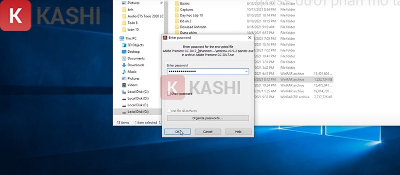 Nhập mật khẩu giải nén