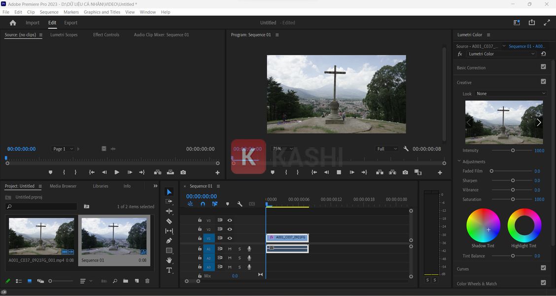 Giao diện phần mềm Adobe Premiere Pro 2023