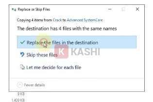 Nhấn "Replace the files in the destination"