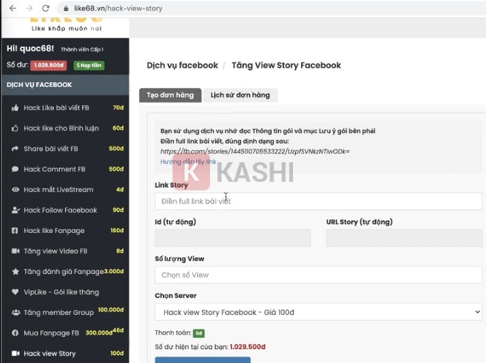 Sử dụng Like68.vn