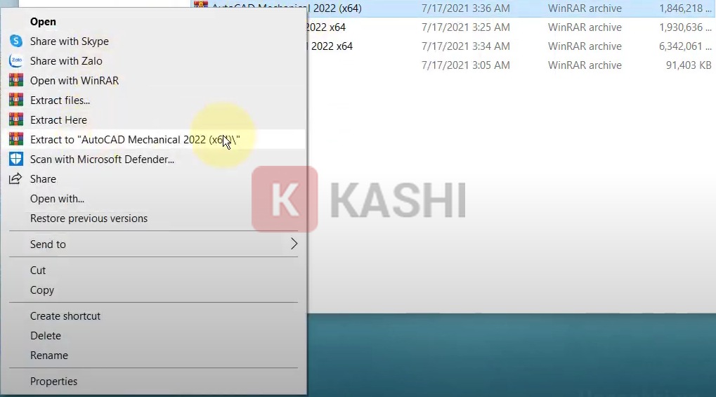 Giải nén file cài đặt