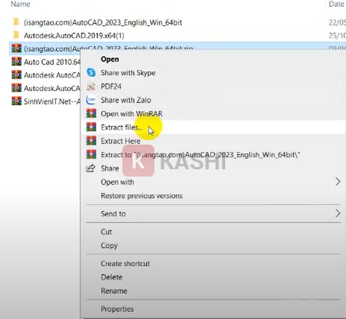 Giải nén file cài đặt
