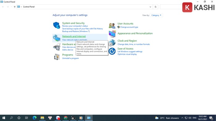Mở "Control Panel"